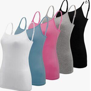 5pc Women's Camisole Tank Top Undershirt Spaghetti Strap Camisoles 2XL Bust 38"